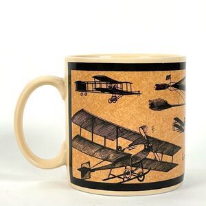 Vintage Russ‎ Berrie Aircraft Mug History of Flight Ceramic Coffee Mug
